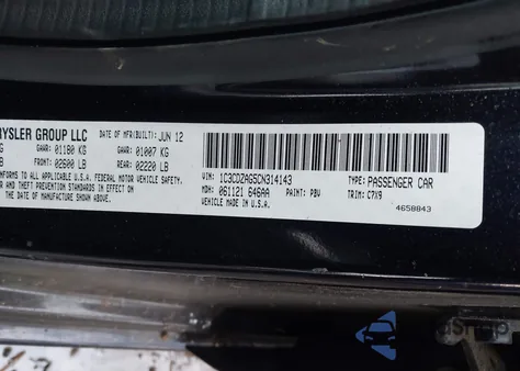 2012 Dodge Avenger Se из США, поврежденный, VIN 1C3CDZAG5CN314143